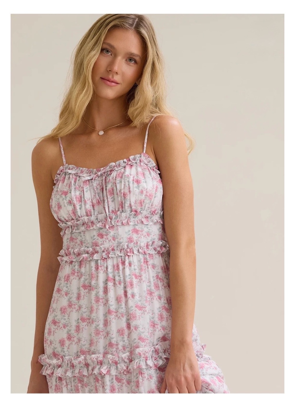Altar'd State Pink Floral Ruffled Maxi Dress - Picture 2 of 3